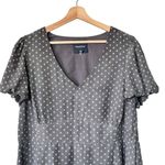 Modcloth  1X Plus Bordeaux Afterglow Grey Clip Dot V-Neck Midi Dress no belt Photo 4