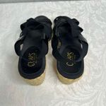 CHAPS Black Strappy Open Toe Slingback Wedge Espadrille Heels Size 8.5-9 Photo 2