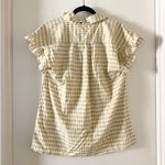 Max Studio NWT Yellow & White Gingham Ruffle Top Photo 3