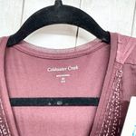 Coldwater Creek  Top Women Size XS Brown Beaded V-Neck Sleeveless Blouse Sheer Photo 2