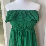 Forever 21 F21 Emerald Green Embroidered Ruffle Strapless Mini Dress Size M Photo 5