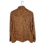 Lands’ End Women's Fleece Quarter Zip Pullover Size Large Burnt Caramel Leopard Orange Photo 1