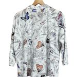 Gap Love by  White Button Up Top w/ Butterfly Floral Print M Photo 4