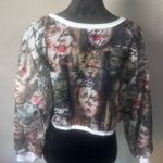 Blush  White and‎ Gray Cropped Graphic Top Photo 1