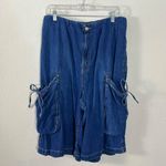 Free People Bohemian Slouchy Cargo Marty Pull On Crop Jeans Dark Wash Size XL Photo 11