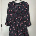 ZARA  Navy Blue Polka Dot Pink Flamingo Romper Playsuit XS Photo 0