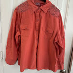 Red Ranch Lace Pearl Snap Button Shirt Women XXL Western Cowgirl Y2K Cowgirl Photo 0