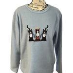 Cathy Daniels Cats Winter “” Blue Fleece Sweater – Size S Photo 0