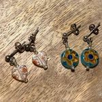 Art Glass Flower Print Drop Earrings Photo 0