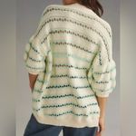 Maeve  Anthropologie open stitch Cream Blue Knit cocoon Cardigan XS/S short Photo 7