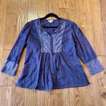 Coldwater Creek  purple lace trim blouse size large Photo 7