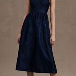 Anthropologie NEW BHLDN Poppy Square-Neck Satin Jacquard A-line Midi Dress US 6 Photo 0