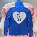 5th & Ocean los angeles la dodgers baseball heart blue zip up hoodie jacket  Photo 0