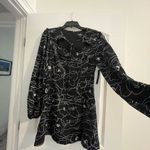 Lulus Chic It Out Black Print Long Sleeve Cutout Mini Dress Photo 2