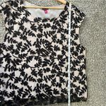 Vince Camuto  Black Leaf Pattern Blouse Sequins Cream Neutral Formal Holiday XL Photo 5