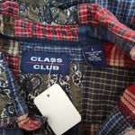 Vintage 90s Class Club Patchwork Plaid Bandana Print Cotton Button Down Shirt M Blue Size M Photo 4