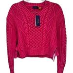 Polo Ralph Lauren Preppy Cropped Cable Knit Sweater Tie Sides Pink Size S NEW Photo 0