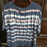 Green Tea Tie Dye Effect Short Sleeve Tee Shirt Size M Blue, White & Pink Blue Size M Photo 2