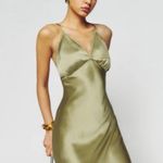 Reformation  Silk Dress Green Maxi Lace NWT Photo 4