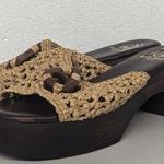 Brother Vellies Women's Aquarius Clogs Sz 5 slip on heel crochet boho wooden Brown Photo 0