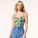 Intempo Ruched Strap Bustier Bodysuit Satin Blue Gold Yellow 8‎ Photo 2