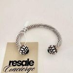 Tribal Sterling Silver Twist Black Onyx Cable Cuff Bracelet Women's Photo 0