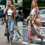 Womens Boho Hippie Beach Artsy Long Duster Kimono Cardigan‎ Kaftan Cover Up OS Blue Size undefined Photo 1