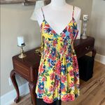 Xhilaration Spaghetti Strap Fit and Flare Honeycomb Yellow Floral Sundress New Photo 2