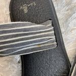 Sanuk Fabric Sling Yoga Mat Sandals Sz 9 Grey Cream Stripe Photo 2