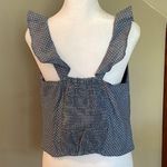 Hayden Sleeveless Blue & White Polka Dot Smocked Ruffle Top Large Photo 2