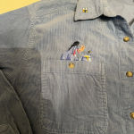 Disney Womens Vintage Winnie The Pooh Blue Corduroy Button Up Collared Shirt‎ Size M Photo 3