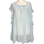 Libby Edelman NEW  Womens XL Blue Swiss Dot Blouse Cold Sholder Summer top Boho Photo 1