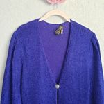 VINTAGE Elizabeth New York Royal Blue Knit Beaded Embellished Button Cardigan Photo 5