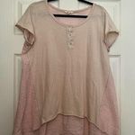 Mystree Women’s Neutral Pink Tunic Shirt Size Large 3 Buttons Photo 2