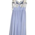 Azazie  Light Purple & White Lace Trim Sweetheart Neckline Bridesmaid Midi Dress Photo 1