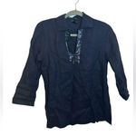 Ralph Lauren  Navy Blue Linen Sequin Tunic Top Photo 0
