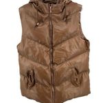 Cavalini  XL faux leather puffer vest hooded winter fall outdoor neutral gorp Photo 0