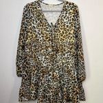 Altar'd State NWT  Leopard Print Long Sleeve Flowy Tiered Mini Dress Size S Photo 0