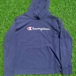 Champion Navy Blue hoodie white logo Photo 0