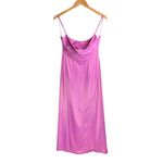 ZARA NWT Satin Midi Dress Sz Medium Draped Corset Waist Lilac Pink Shimmer Photo 2
