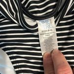 High Rise Waisted Bikini Bottom Black Striped Swimsuit Womens Small New Roomy Photo 12