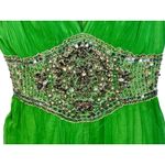 NWT Mandalay Dark Lime Green Silk Beaded Sequin Mini Evening Dress Women Size 14 Photo 3