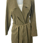 VERO MODA Women's Green Belted Tie Waist Collar Long Sleeve Trench Coat Jacket L Photo 0