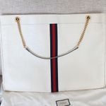 Gucci Ivory White Rajah Web-Striped Leather Tote Bag Photo 6