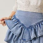 Francesca's Francesca’s Denim Ruffle Mini Skirt Photo 0