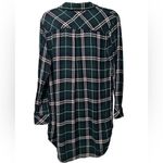 Rails BIANCA BUTTON DOWN GREEN BLUE PLAID TUNIC FLANNEL SHIRT-DRESS S Photo 3