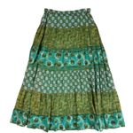 Coldwater Creek  Silk Maxi Skirt Size S Green Sequin Forest Fairy Goblin Boho Y2K Photo 0