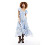 Free People Sundrenched Floral Tiered Puff Sleeve Maxi Dress Photo 1