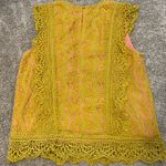 Anthropologie  Eri + Ali Gold Yellow Pink Lace Tank Top Blouse Photo 4
