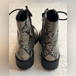 Chelsea and Violet War Womens Black Tan Snakeskin Leather LaceUp Combat Boots Photo 4